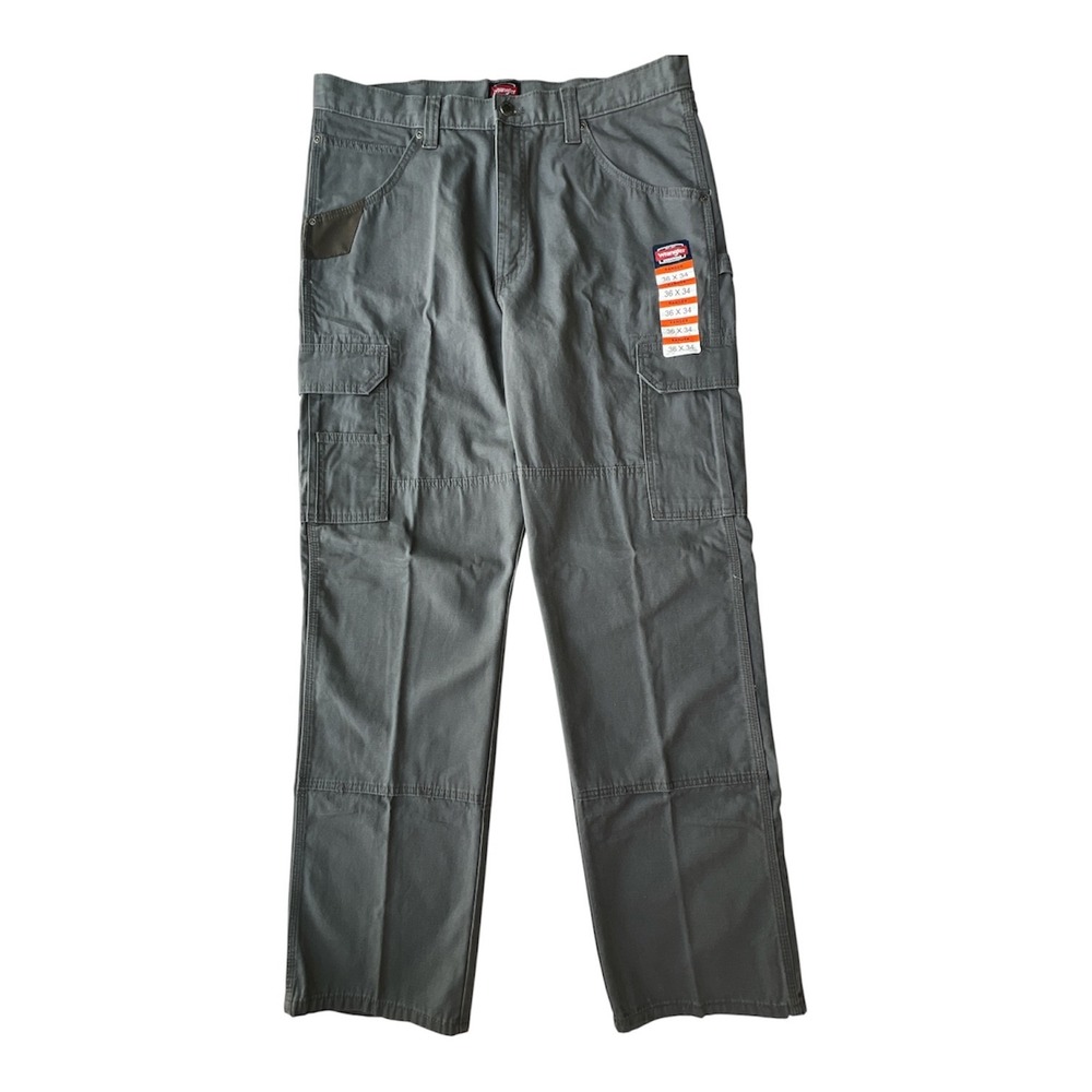 Wrangler Pants 36x34 Gray Double Knee Ripstop Workwear Ranger Utility Pocket NEW